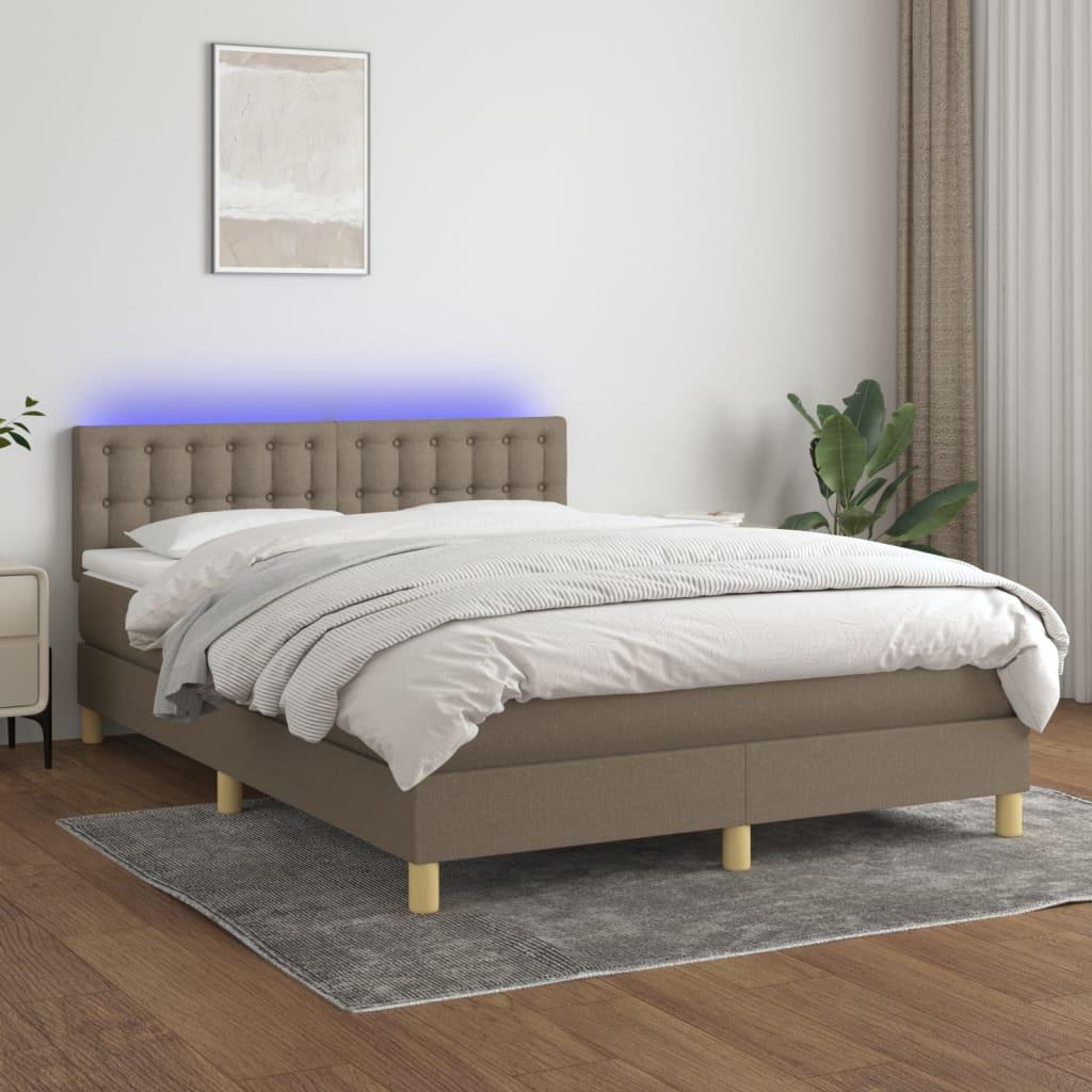 Kontinentalseng Med Led-Lys Stof Gråbrun - knapper / 140 x 200 cm
