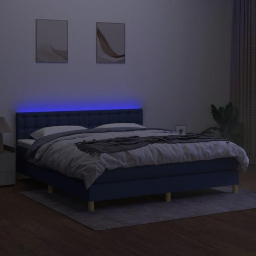 Kontinentalseng med LED-lys 160×200 cm - blå stof