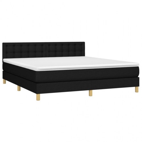 Kontinentalseng med LED-lys 180 x 200 cm - stof, sort