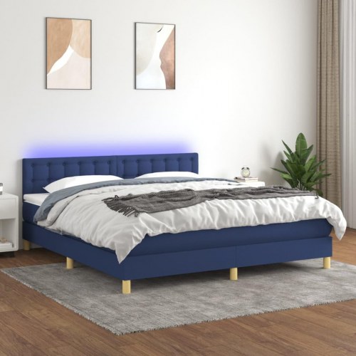 Kontinentalseng med LED-lys 180×200 cm - stof, blå
