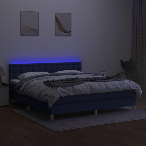 Kontinentalseng med LED-lys 180×200 cm - stof, blå