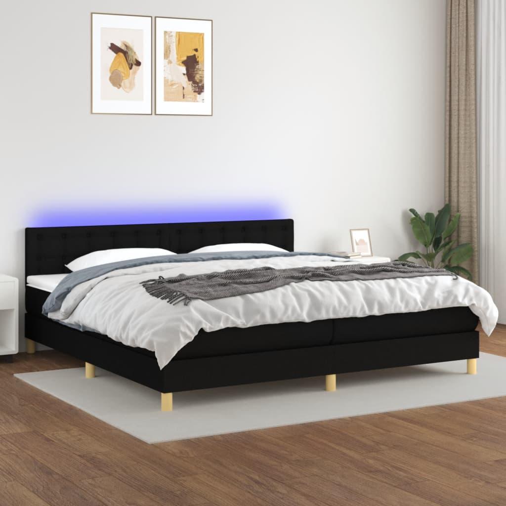 Kontinentalseng Med LED-lys Stof - Sort / 200 X 200 cm / Knapper