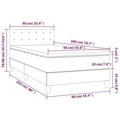 Kontinentalseng med LED-lys 90×200 cm i kunstlæder - sort