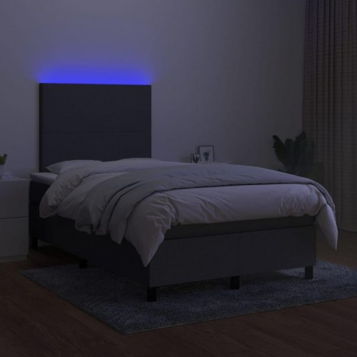 Kontinentalseng med LED-lys 120x200 cm - stof mørkegrå
