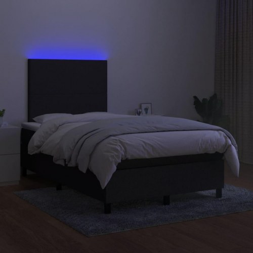 Kontinentalseng med LED-lys 120×200 cm - stof, sort