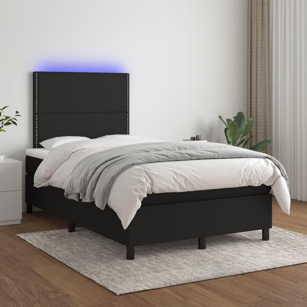 vidaXL Kontinentalseng - Seng med LED-lys - 120x200 cm - sort