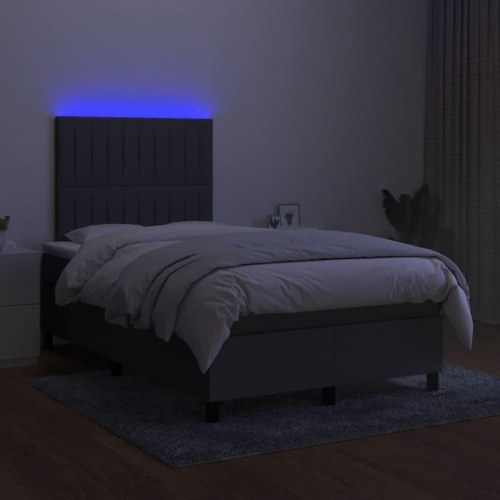 Kontinentalseng med LED-lys 120×200 cm - stof, mørkegrå