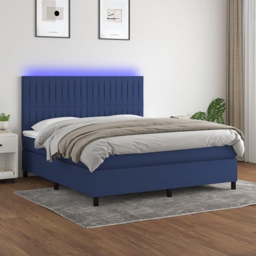 Kontinentalseng med LED-lys 180×200 cm - stof, blå