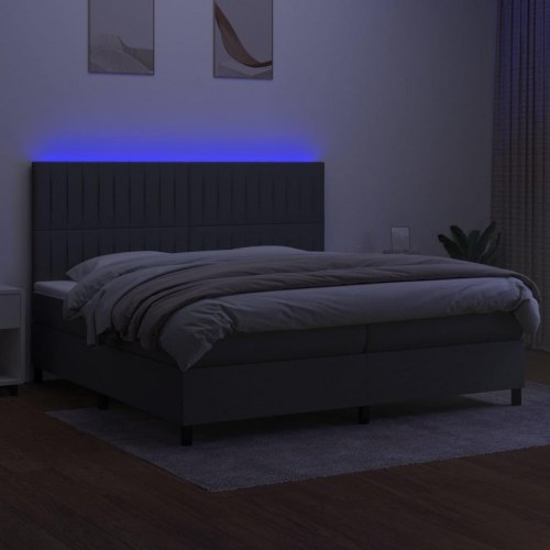 Kontinentalseng med LED-lys 200 x 200 cm - stof, mørkegrå