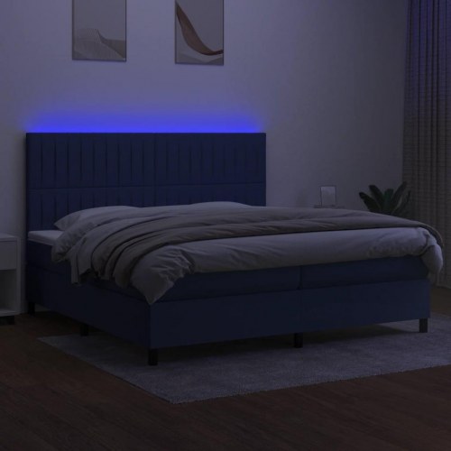 Kontinentalseng med LED-lys 200×200 cm - stof, blå