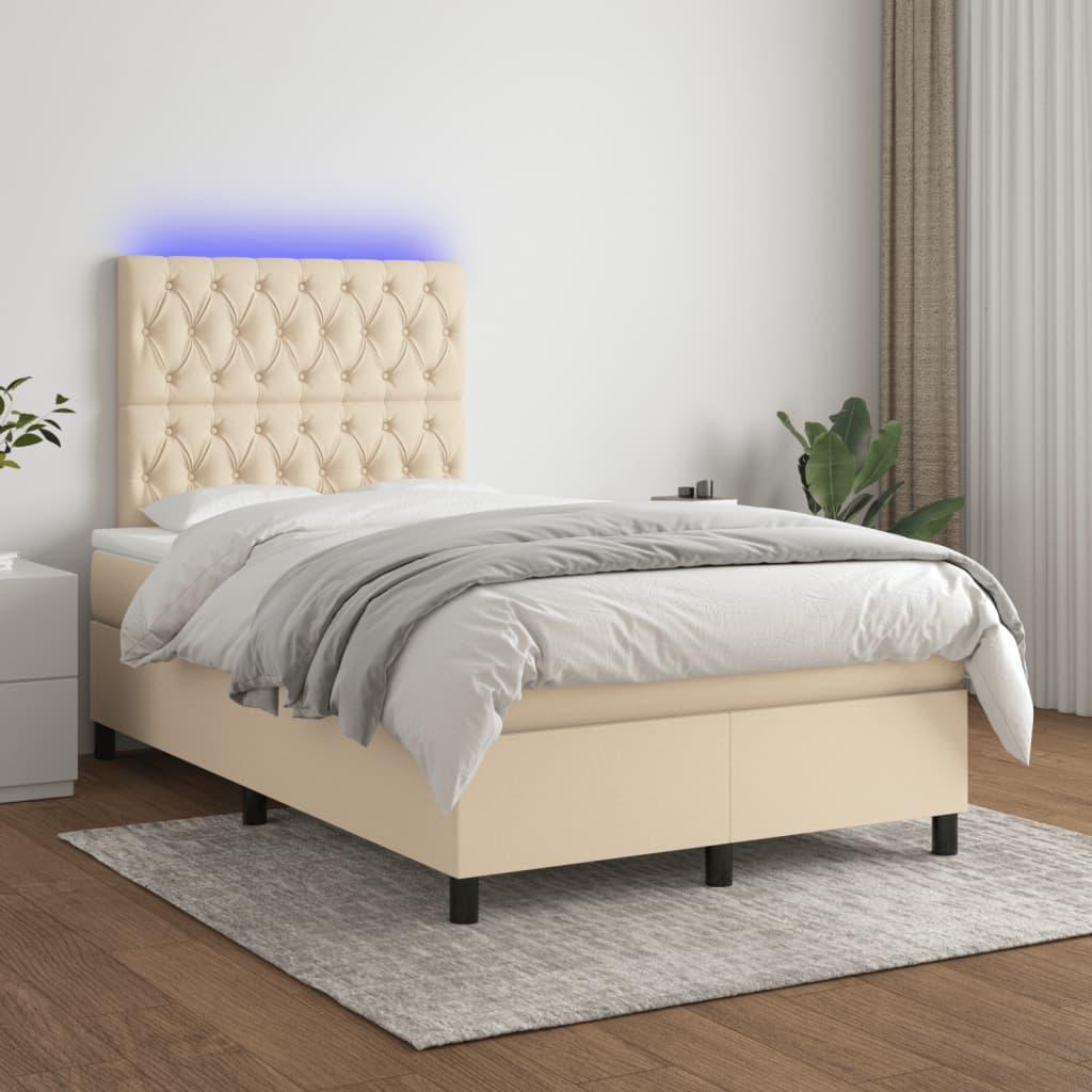 Kontinentalseng Med Led-Lys Stof Farvet Creme - Med pynteknapper / 120 x 200 cm
