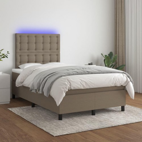 Kontinentalseng med LED-lys 120×200 cm - stof, gråbrun