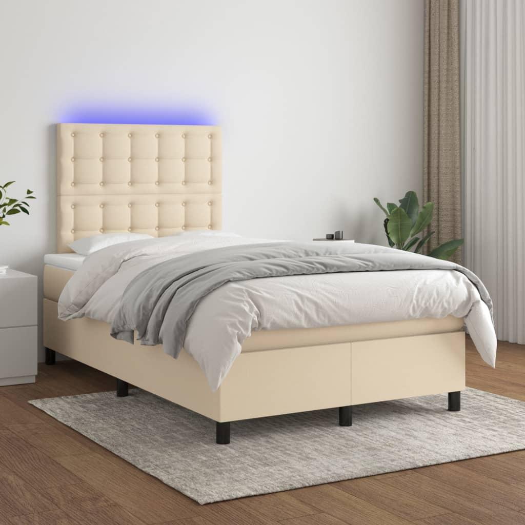 Kontinentalseng Med Led-Lys Stof Farvet Creme - knapper / 120 x 200 cm
