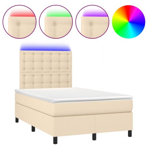 Kontinentalseng med LED-lys 120×200 cm - stof, creme