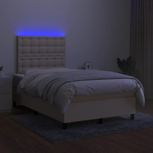 Kontinentalseng med LED-lys 120×200 cm - stof, creme