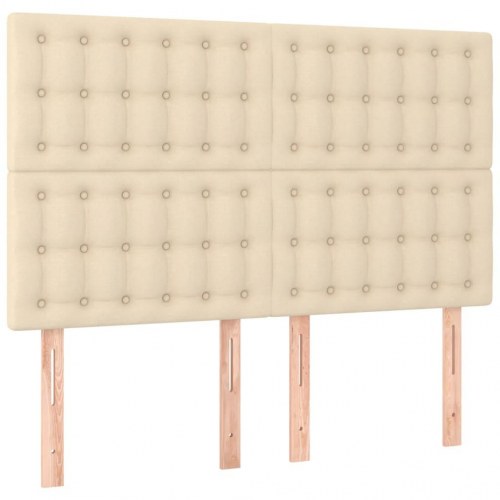 Kontinentalseng med LED-lys 140×190 cm - stof, cremefarvet