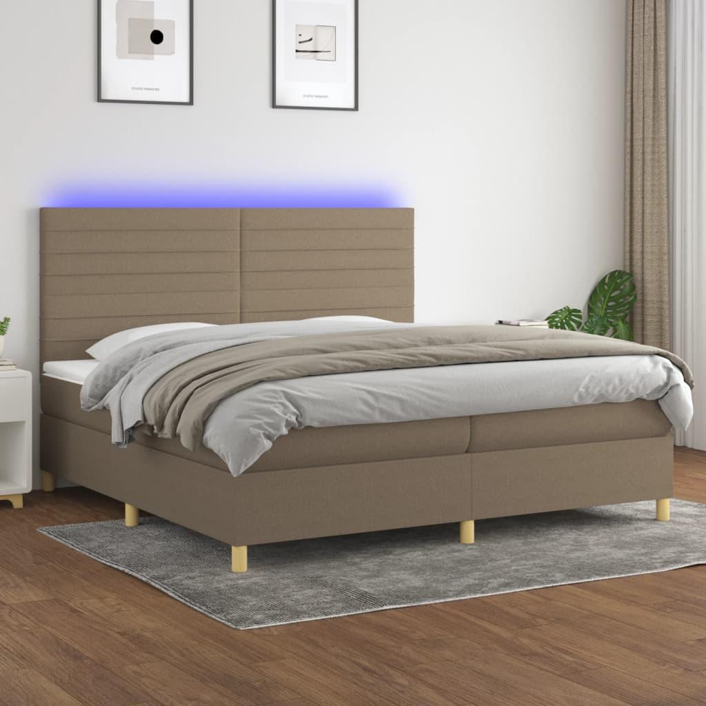 vidaXL kontinentalseng med LED-lys 200x200 cm stof gråbrun