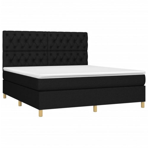 Kontinentalseng med LED-lys 160×200 cm - sort stof