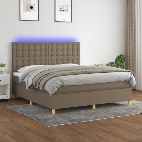 Kontinentalseng med LED-lys 180×200 cm - stof gråbrun