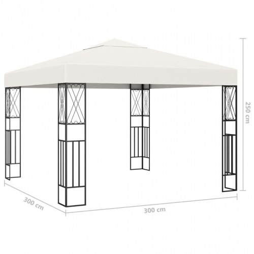 Pavillon 3×3 m i cremefarvet stof - elegant festtelt til haven