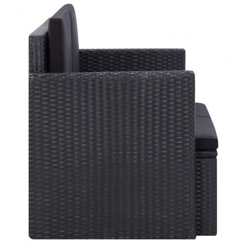 2-personers havesofa med hynder polyrattan sort