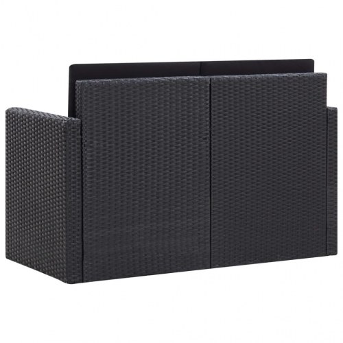 2-personers havesofa med hynder polyrattan sort