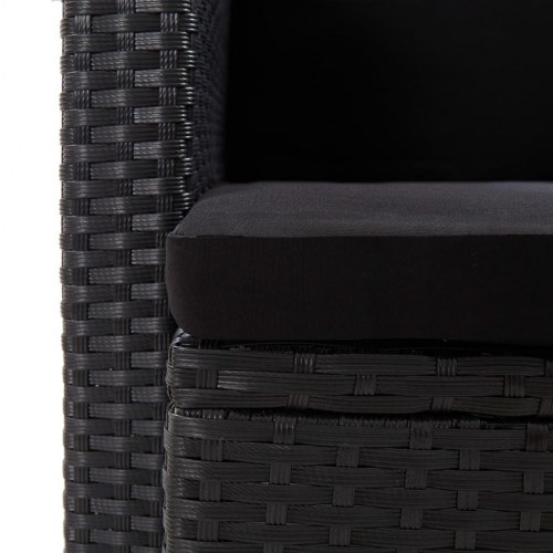 2-personers havesofa med hynder polyrattan sort