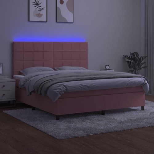 Kontinentalseng i fløjl med LED-lys 180 × 200 cm - lyserød