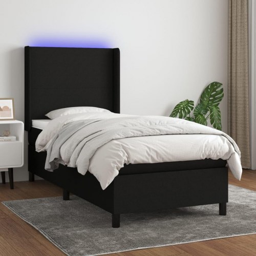 Kontinentalseng med LED-lys 90×200 cm - stof, sort
