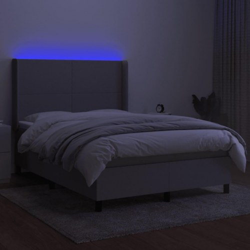 Kontinentalseng med LED-lys 140 x 190 cm - stof, lysegrå