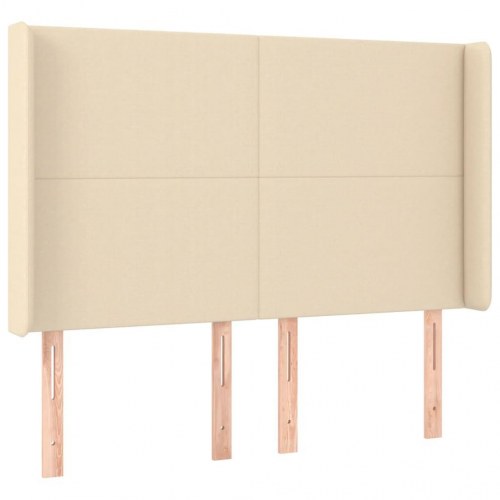 Kontinentalseng med LED-lys 140×190 cm - stof, cremefarvet