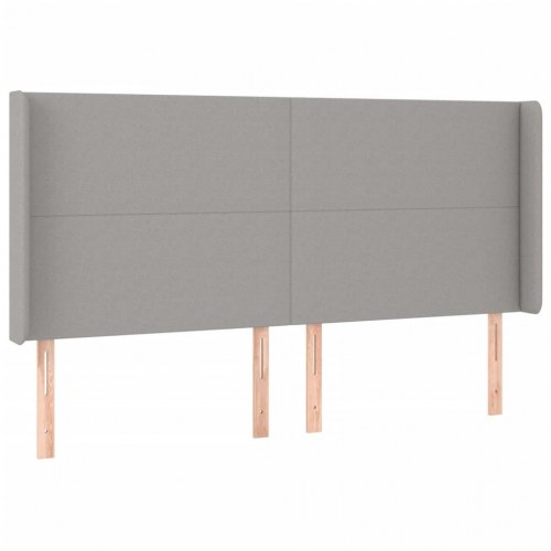 Kontinentalseng med LED-lys 200 x 200 cm - stof, lysegrå