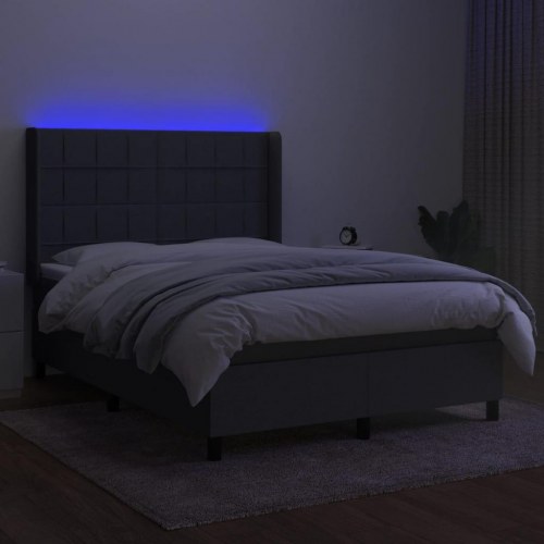 Kontinentalseng med LED-lys 140x200 cm - stof, mørkegrå