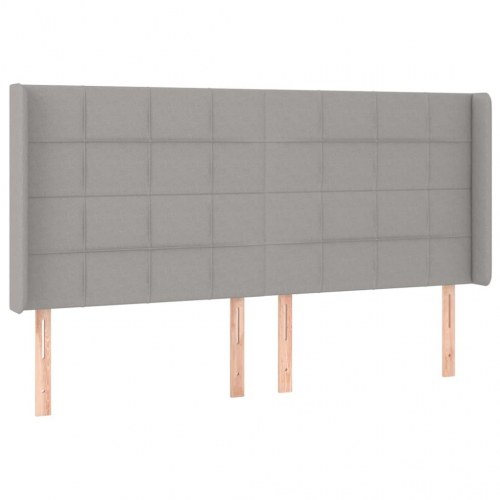 Kontinentalseng med LED-lys 160×200 cm - stof, lysegrå