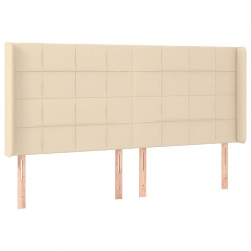 Kontinentalseng med LED-lys 160 × 200 cm - stof, cremefarvet
