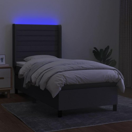 Kontinentalseng med LED-lys 80×200 cm - stof, mørkegrå
