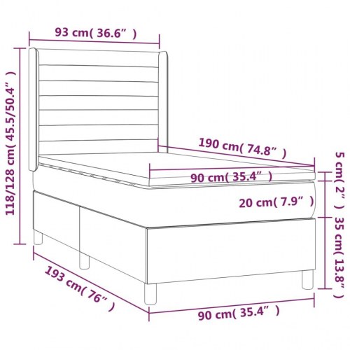 Kontinentalseng med LED-lys 90×190 cm - stof, cremefarvet