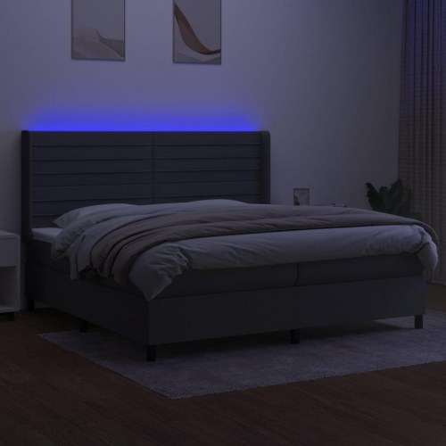 Kontinentalseng med LED-lys 200×200 cm - stof, mørkegrå