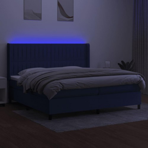 Kontinentalseng med LED-lys 200 × 200 cm - stof, blå