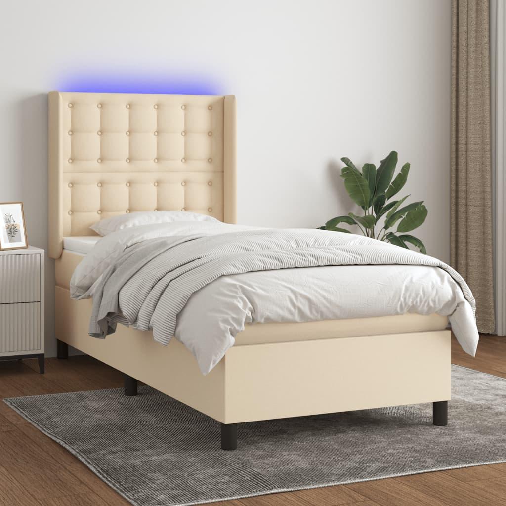 Kontinentalseng Med Led-Lys Stof Farvet Creme - knapper / 80 x 200 cm