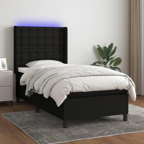 Kontinentalseng med LED-lys 90×200 cm - stof, sort