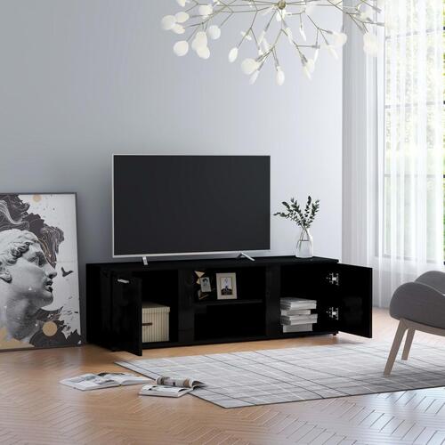 Tv-bord 120x34x37 cm konstrueret træ sort højglans