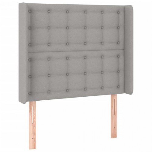 Kontinentalseng med LED-lys 100×200 cm - stof, lysegrå