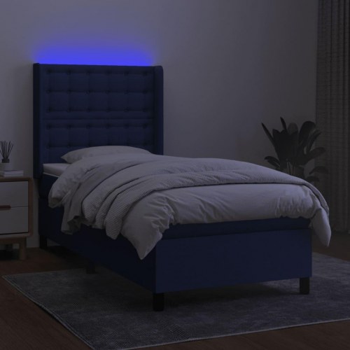 Kontinentalseng med LED-lys 100×200 cm - stof, blå