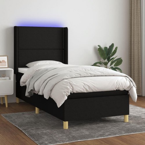 Kontinentalseng med LED-lys 80×200 cm - stof, sort