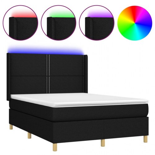 Kontinentalseng med LED-lys 140×190 cm - sort stof