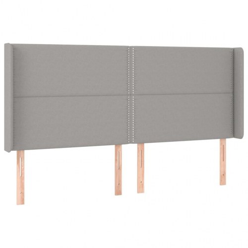 Kontinentalseng med LED-lys 180×200 cm - stof, lysegrå