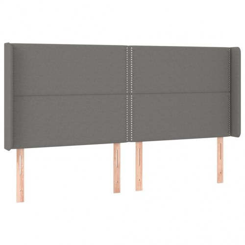 Kontinentalseng med LED-lys 200 x 200 cm - stof, mørkegrå