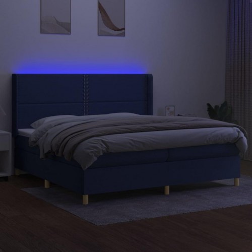 Kontinentalseng med LED-lys 200 x 200 cm - blå stof