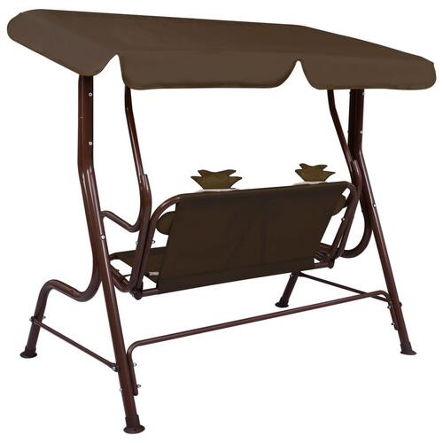 Gyngebænk til børn 115x75x110 cm stof brun